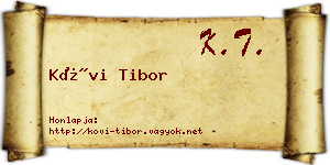 Kövi Tibor névjegykártya