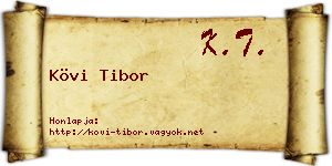 Kövi Tibor névjegykártya